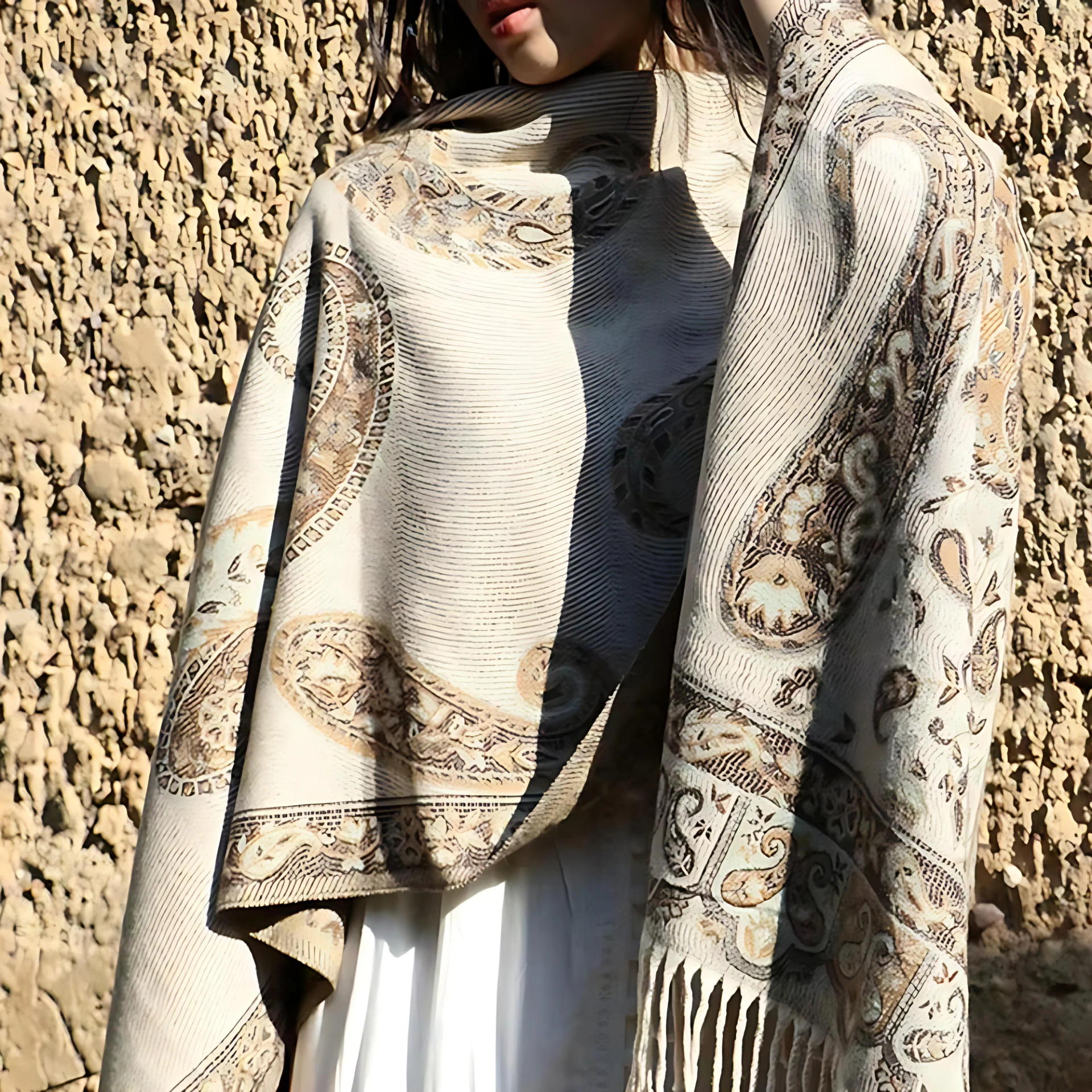 Bohemian Paisley Tassel Winter Shawl Wrap by Casa & Beyond