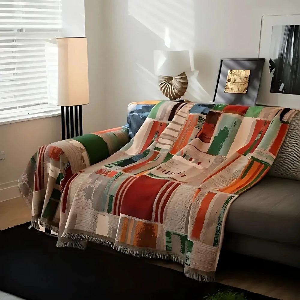 Bohemian Rustic Geometric Sofa Cover by Casa & Beyond