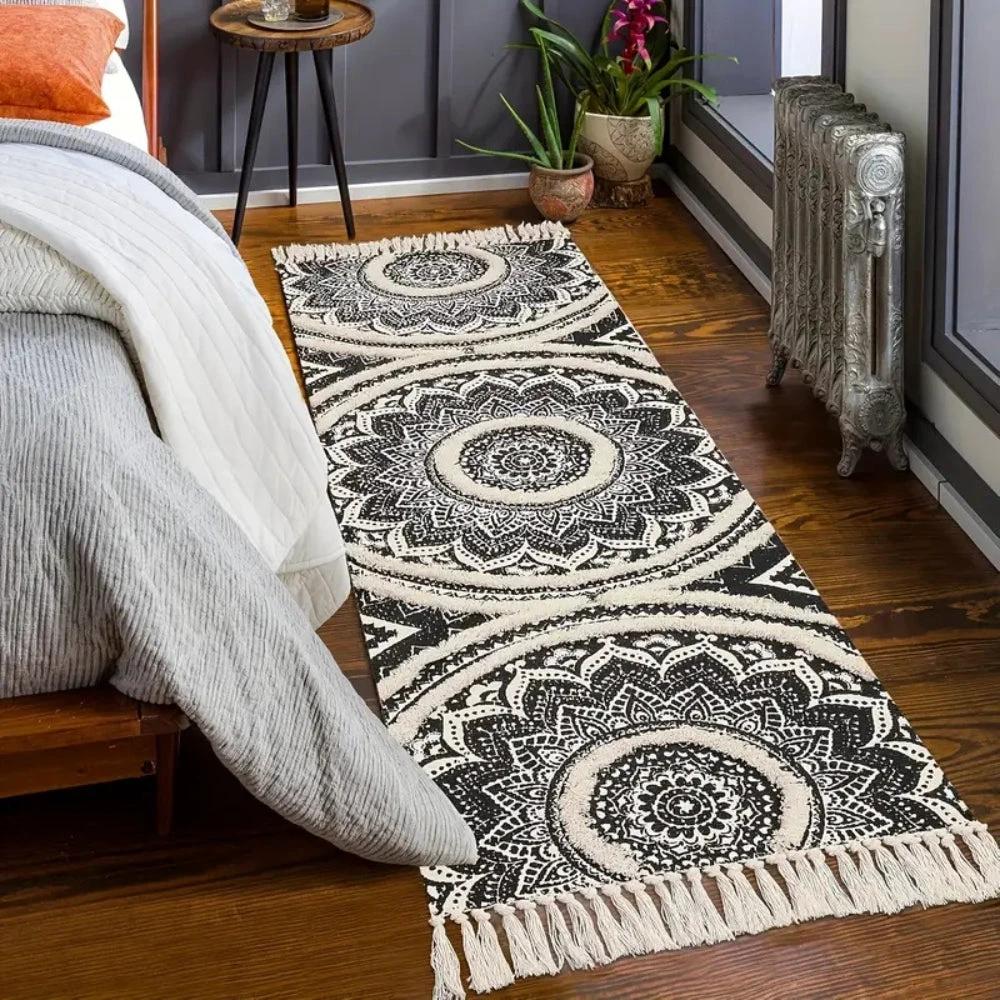 Bohemian Black & Cream Runner Mat by Casa & Beyond.