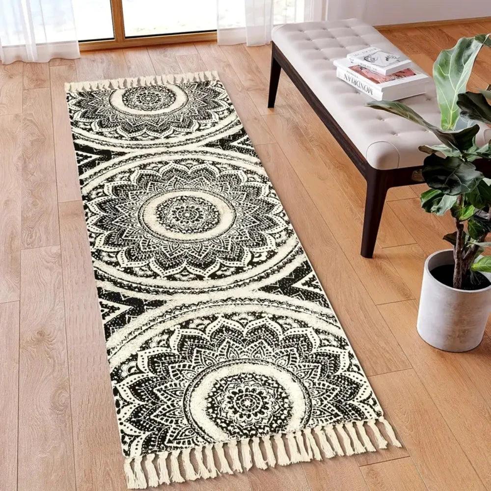 Bohemian Black & Cream Runner Mat by Casa & Beyond.