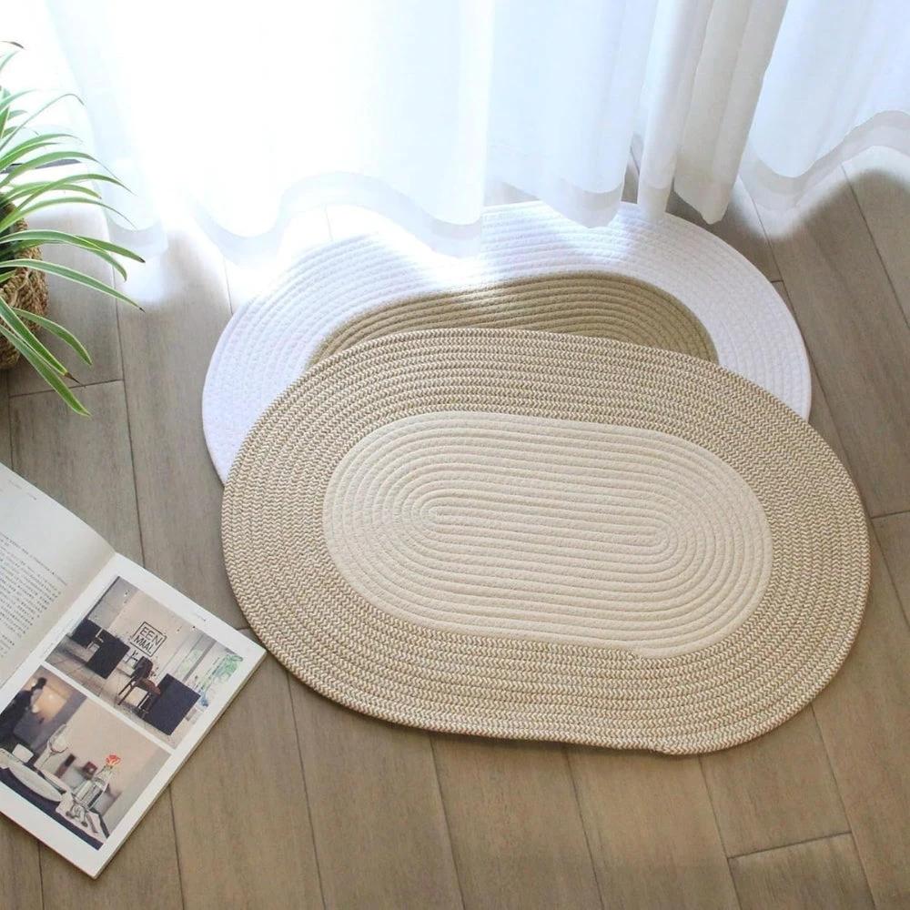 Boho Braided Hemp Oval Rug by Casa & Beyond