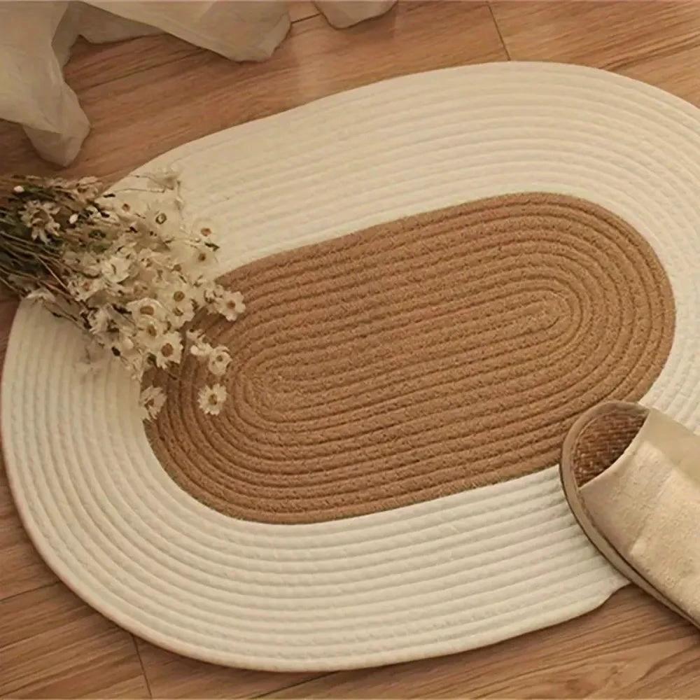 Boho Braided Hemp Oval Rug by Casa & Beyond