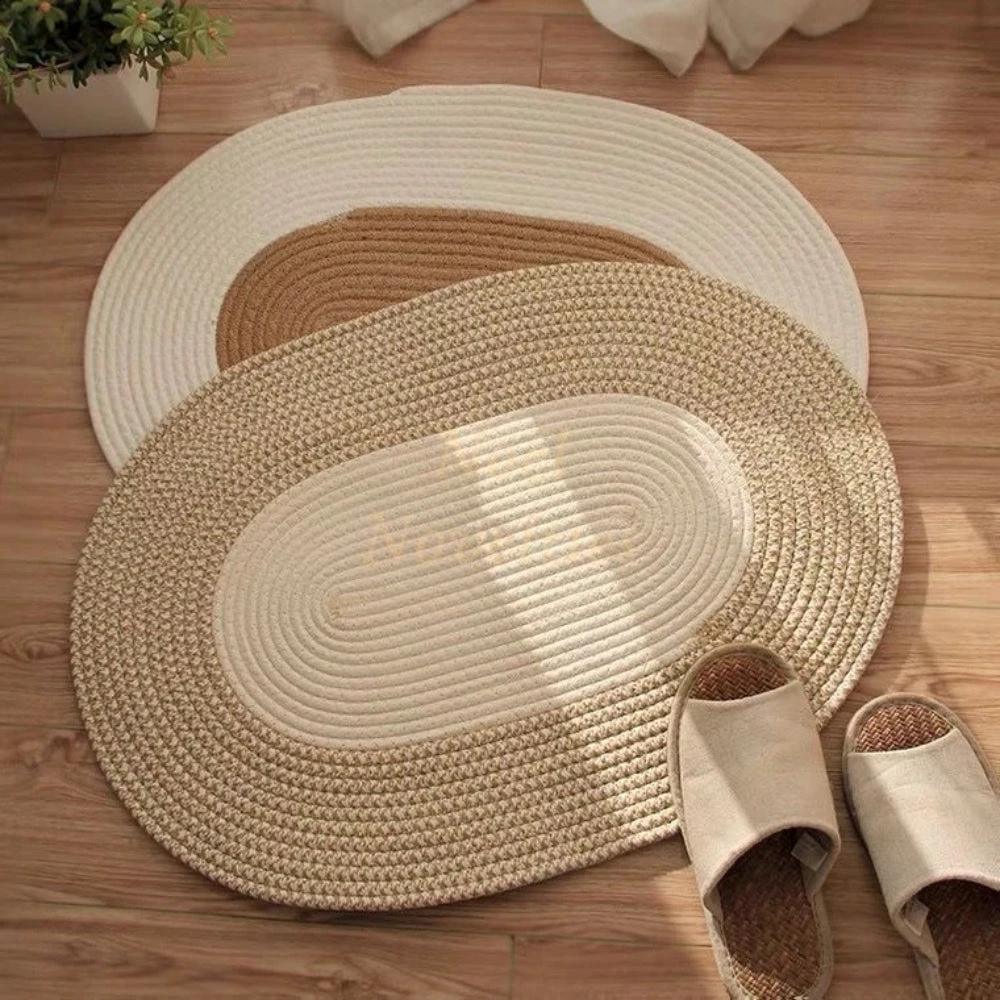 Boho Braided Hemp Oval Rug by Casa & Beyond