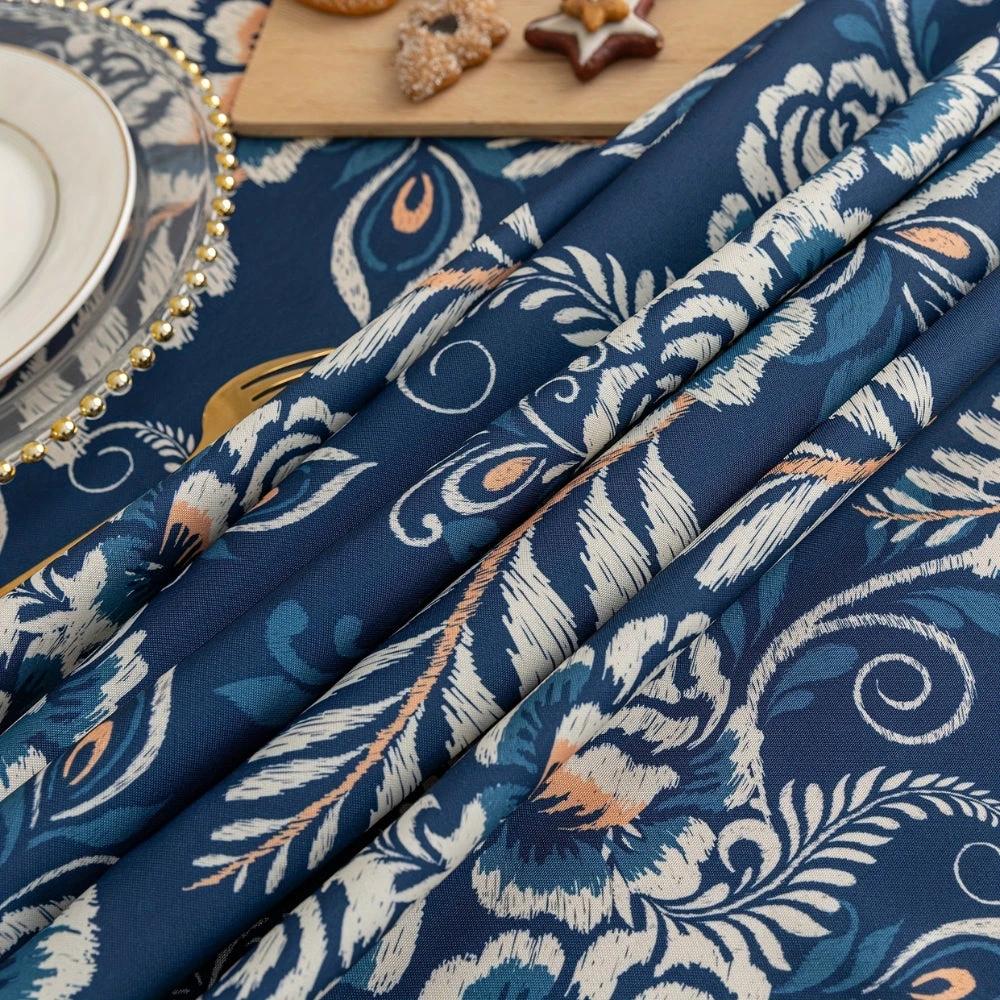 Peacock Blossom Boho Floral Tablecloth with Tassel by Casa & Beyond