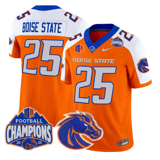 Boise State Jersey #25 Boise State Broncos 2025 Mountain West Champions Orange Alternate by NCAA Football Jersey