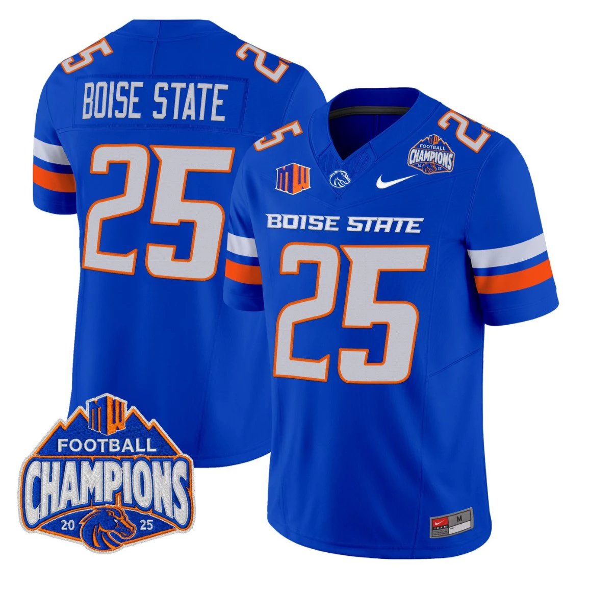 Boise State Jersey #25 Boise State Broncos 2025 Mountain West Champions Royal by NCAA Football Jersey