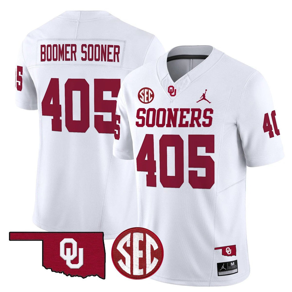 Boomer Sooner Jersey #405 Oklahoma Sooners 2025 Limited Stitched White by My Store NCAA Football Jerseys