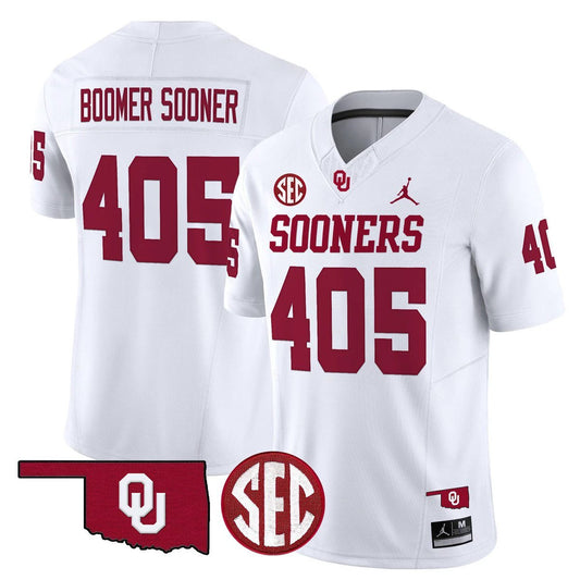 Boomer Sooner Jersey #405 Oklahoma Sooners 2025 Limited Stitched White by My Store NCAA Football Jerseys