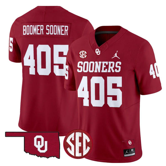 Boomer Sooner Jersey #405 Oklahoma Sooners 2025 Limited Stitched Crimson by My Store NCAA Football Jerseys