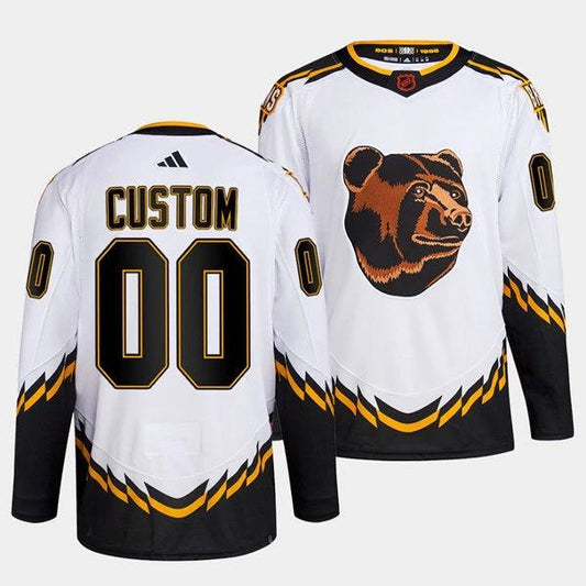 Boston Bruins Custom White 2022 Reverse Retro Stitched Jersey by Hockey David