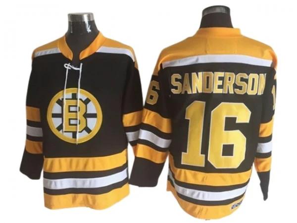 Boston Bruins #16 Derek Sanderson Black Vintage CCM Jersey by Hockey David
