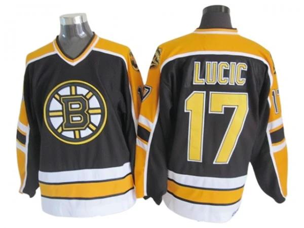 Boston Bruins #17 Milan Lucic Black 2000's Vintage CCM Jersey by Hockey David