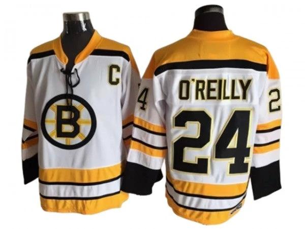 Boston Bruins #24 Terry O'Reilly White Vintage CCM Jersey by Hockey David