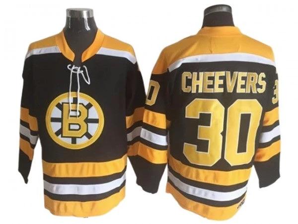 Boston Bruins #30 Gerry Cheevers Black Vintage CCM Jersey by Hockey David