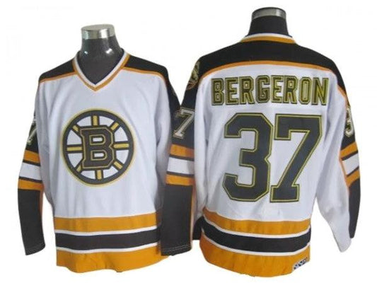 Boston Bruins #37 Patrice Bergeron White 2000's Vintage CCM Jersey by Hockey David