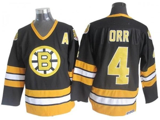 Boston Bruins #4 Bobby Orr Black 1970's Vintage CCM Jersey by Hockey David