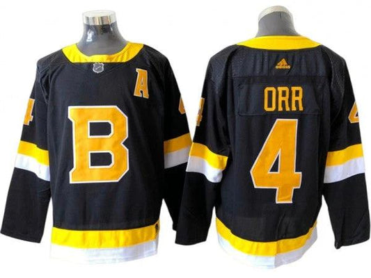 Boston Bruins #4 Bobby Orr Black Alternate Jersey by Hockey David