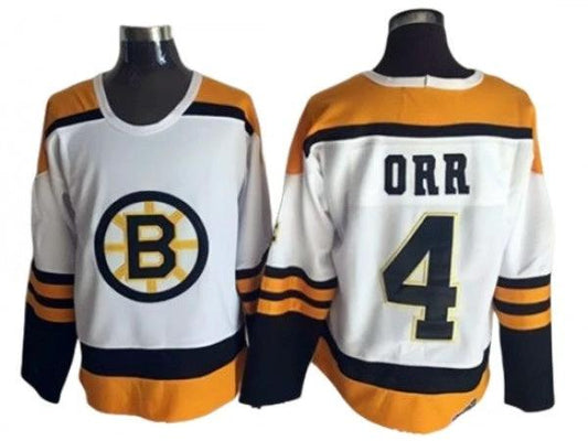 Boston Bruins #4 Bobby Orr White 1960's Vintage CCM Jersey by Hockey David