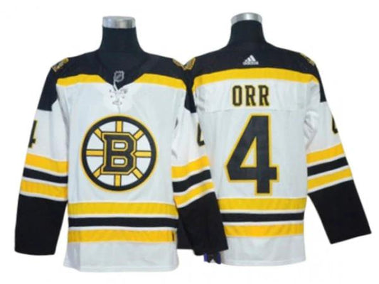 Boston Bruins #4 Bobby Orr White Away Jersey by Hockey David