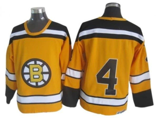 Boston Bruins #4 Bobby Orr Yellow 1960's Vintage CCM Jersey by Hockey David
