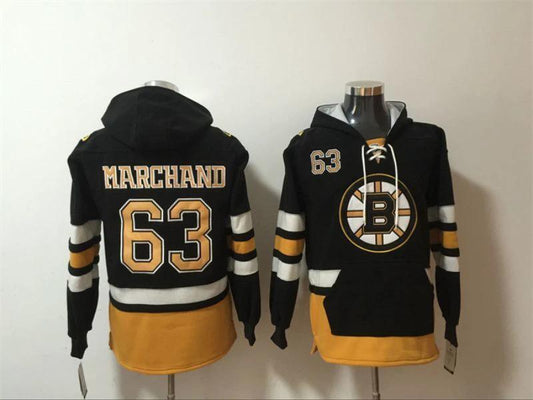 Boston Bruins #63 Brad Marchand Pullover Hoodie by Hoodie Pullover