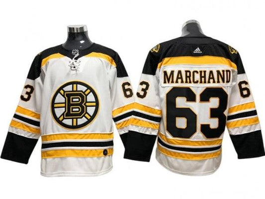 Boston Bruins #63 Brad Marchand White Away Jersey by Hockey David