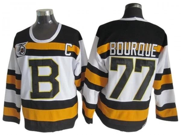 Boston Bruins #77 Ray Bourque White 1992 75th Vintage CCM Jersey by Hockey David
