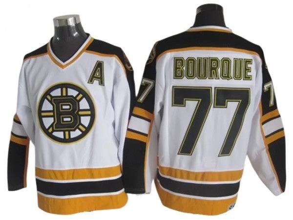 Boston Bruins #77 Ray Bourque White 2000's Vintage CCM Jersey by Hockey David