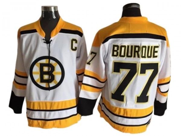 Boston Bruins #77 Ray Bourque White Vintage CCM Jersey by Hockey David