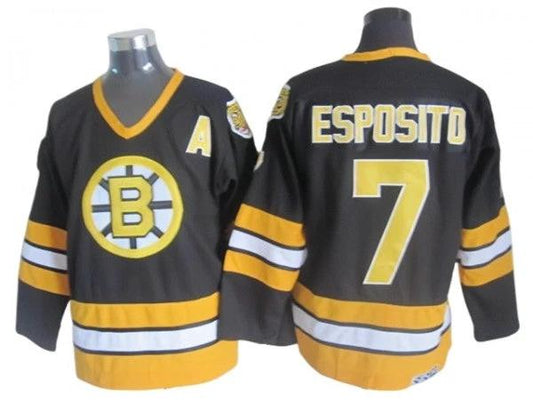 Boston Bruins #7 Phil Esposito Black 1970's Vintage CCM Jersey by Hockey David