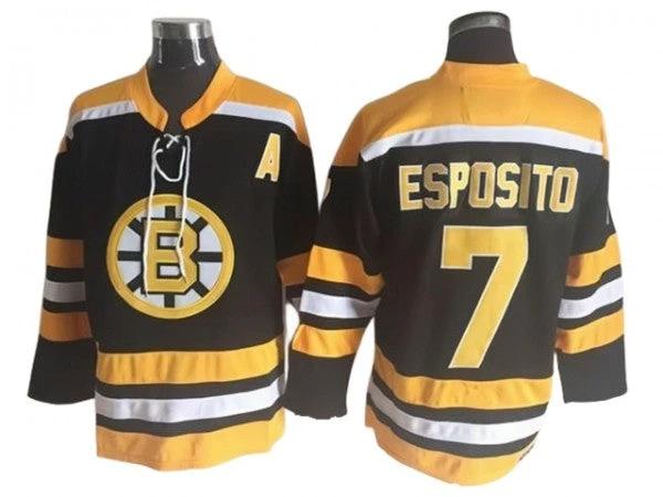 Boston Bruins #7 Phil Esposito Black Vintage CCM Jersey by Hockey David