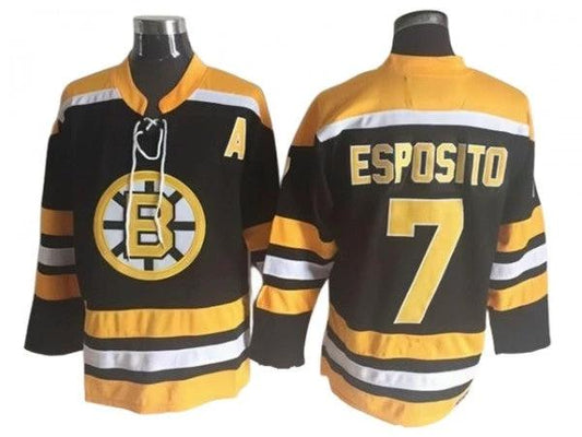 Boston Bruins #7 Phil Esposito Black Vintage CCM Jersey by Hockey David