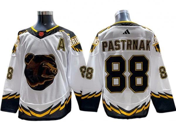 Boston Bruins #88 David Pastrnak Whtie 2022&23 Reverse Retro Jersey by Hockey David