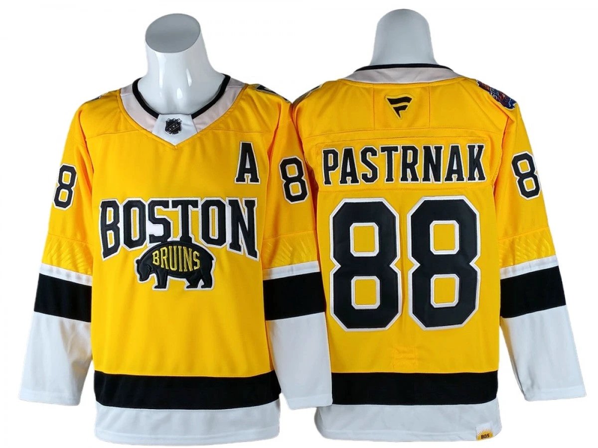Boston Bruins #88 David Pastrnak Yellow 2026 Winter Classic Jersey by Hockey David