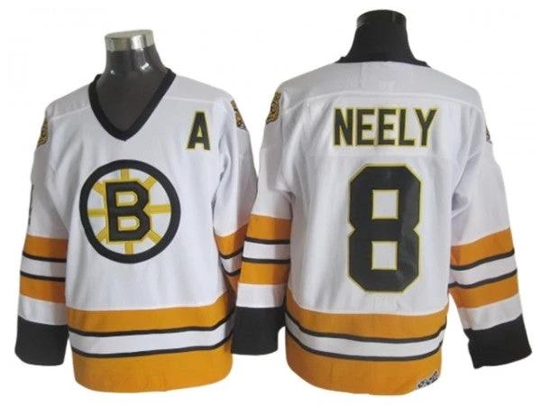 Boston Bruins #8 Cam Neely White 1970's Vintage CCM Jersey by Hockey David