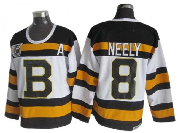 Boston Bruins #8 Cam Neely White 1992 75th Vintage CCM Jersey by Hockey David
