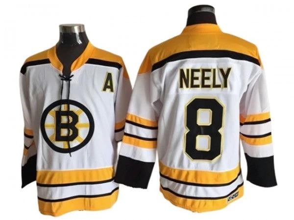 Boston Bruins #8 Cam Neely White Vintage CCM Jersey by Hockey David
