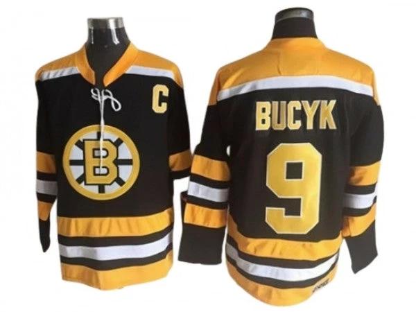 Boston Bruins #9 Johnny Bucyk Black Vintage CCM Jersey by Hockey David
