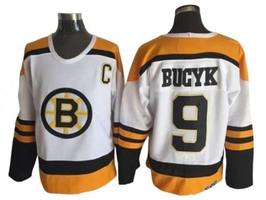 Boston Bruins #9 Johnny Bucyk White 1960's Vintage CCM Jersey by Hockey David