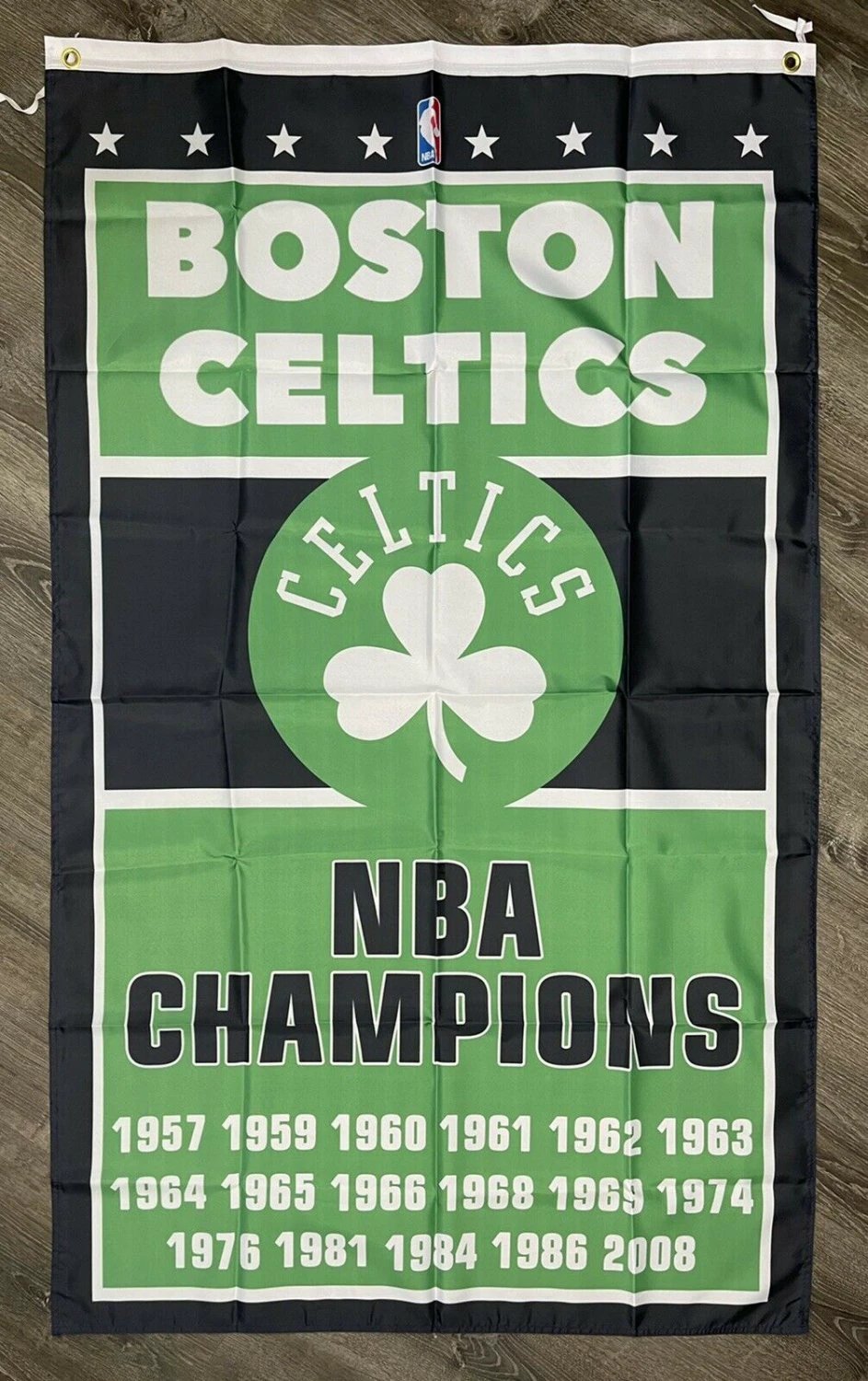 Boston Celtics Championship Flag 3x5 ft Vertical Sports Banner Man-Cave New by flagsjustdoit