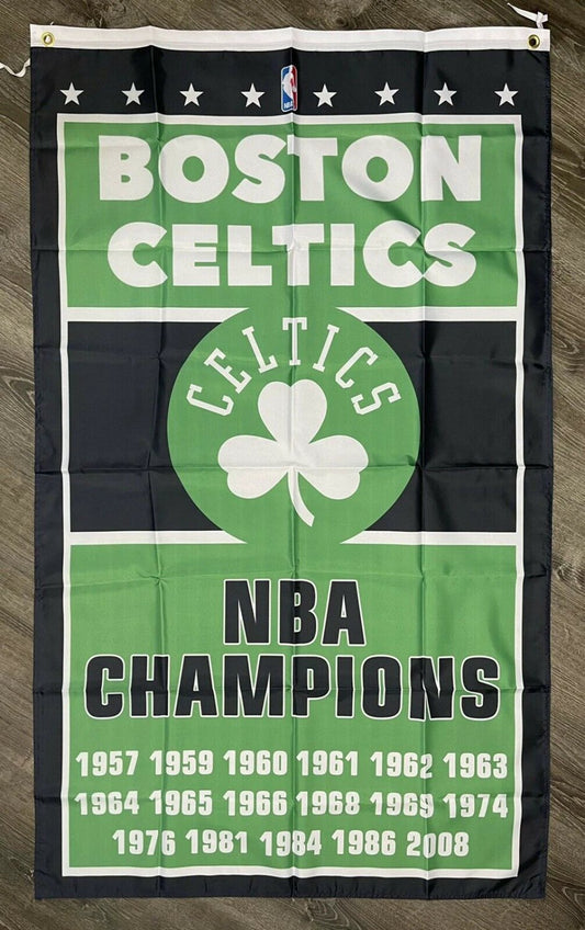 Boston Celtics Championship Flag 3x5 ft Vertical Sports Banner Man-Cave New by flagsjustdoit