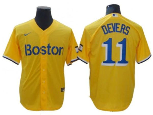 Boston Red Sox #11 Rafael Devers Gold City Connect Cool Base Player Name Jersey by My Store
