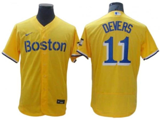 Boston Red Sox #11 Rafael Devers Gold City Connect Flex Base Player Name Jersey by My Store
