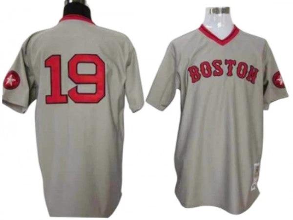 Boston Red Sox #19 Fred Lynn Gray 1975 Throwback Jersey by My Store