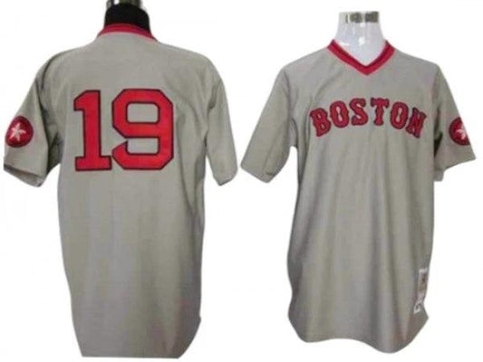 Boston Red Sox #19 Fred Lynn Gray 1975 Throwback Jersey by My Store
