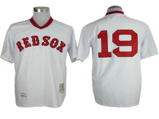 Boston Red Sox #19 Fred Lynn White 1975 Throwback Jersey by My Store