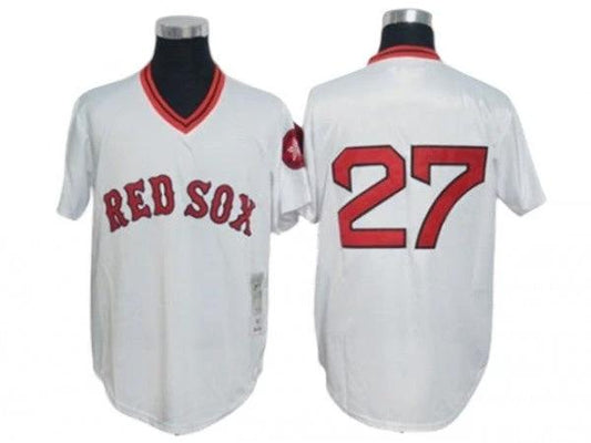 Boston Red Sox #27 Carlton Fisk White 1975 Throwback Jersey by My Store
