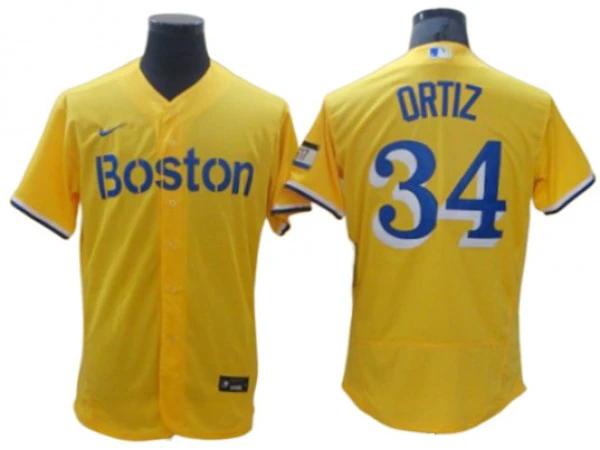 Boston Red Sox #34 David Ortiz Gold City Connect Flex Base Player Name Jersey by My Store