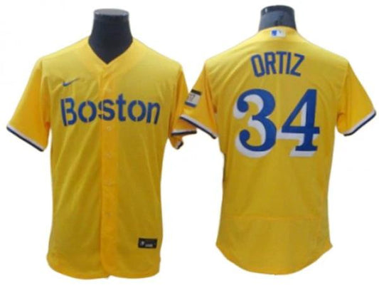 Boston Red Sox #34 David Ortiz Gold City Connect Flex Base Player Name Jersey by My Store