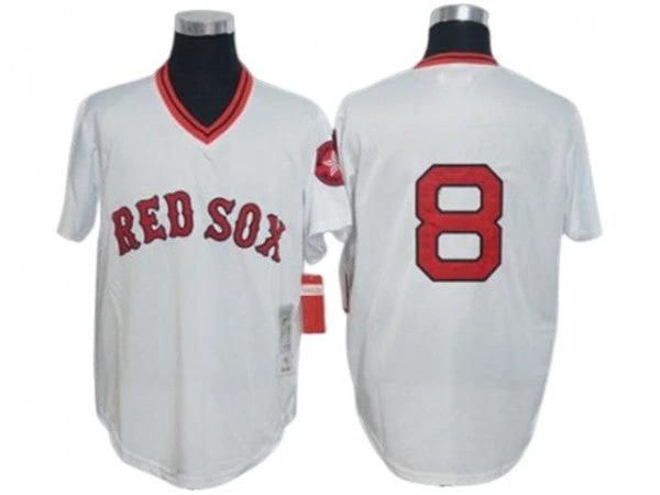 Boston Red Sox #8 Carl Yastrzemski White 1975 Throwback Jersey by My Store